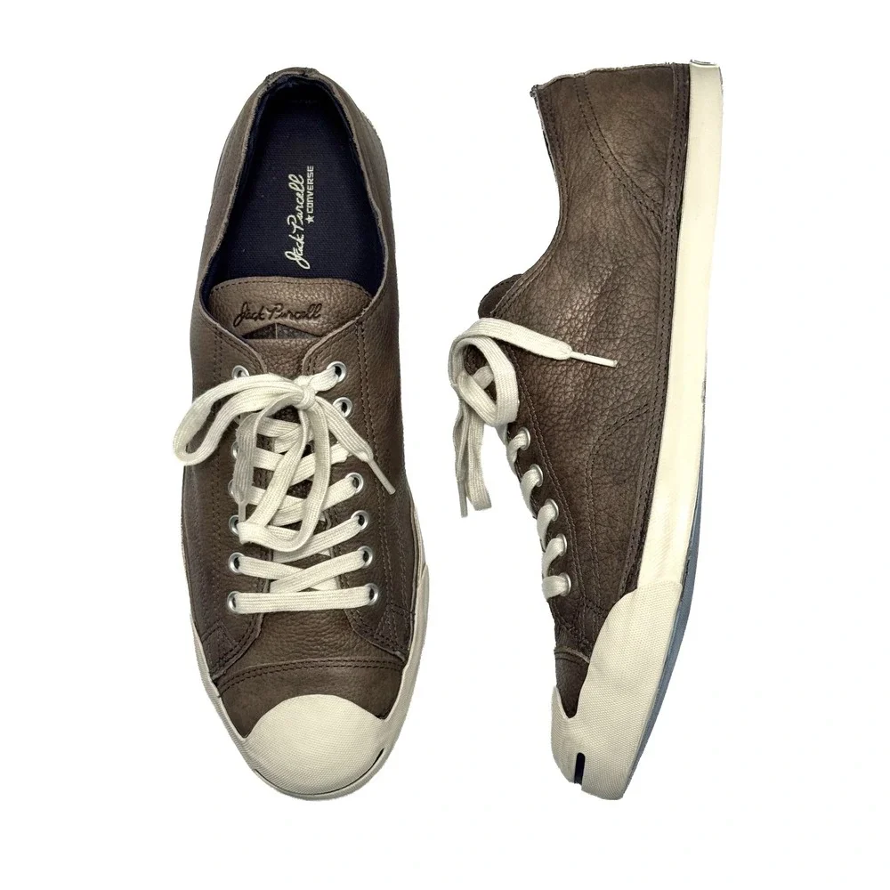 Converse Jack Purcell LP Leather Sneakers Mens 12 Gray Brown Low Top Classic